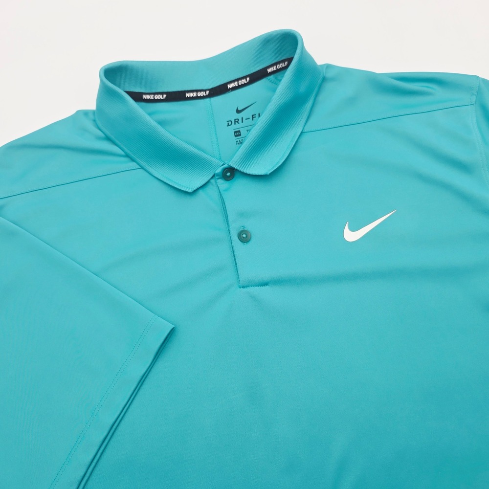Nike Golf Mens Dri-FIT Victory Polo Shirt Teal Blue XXL 2XL Short Sleeve Logo